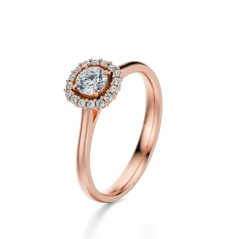 Pierścionek z różowego złota z diamentami